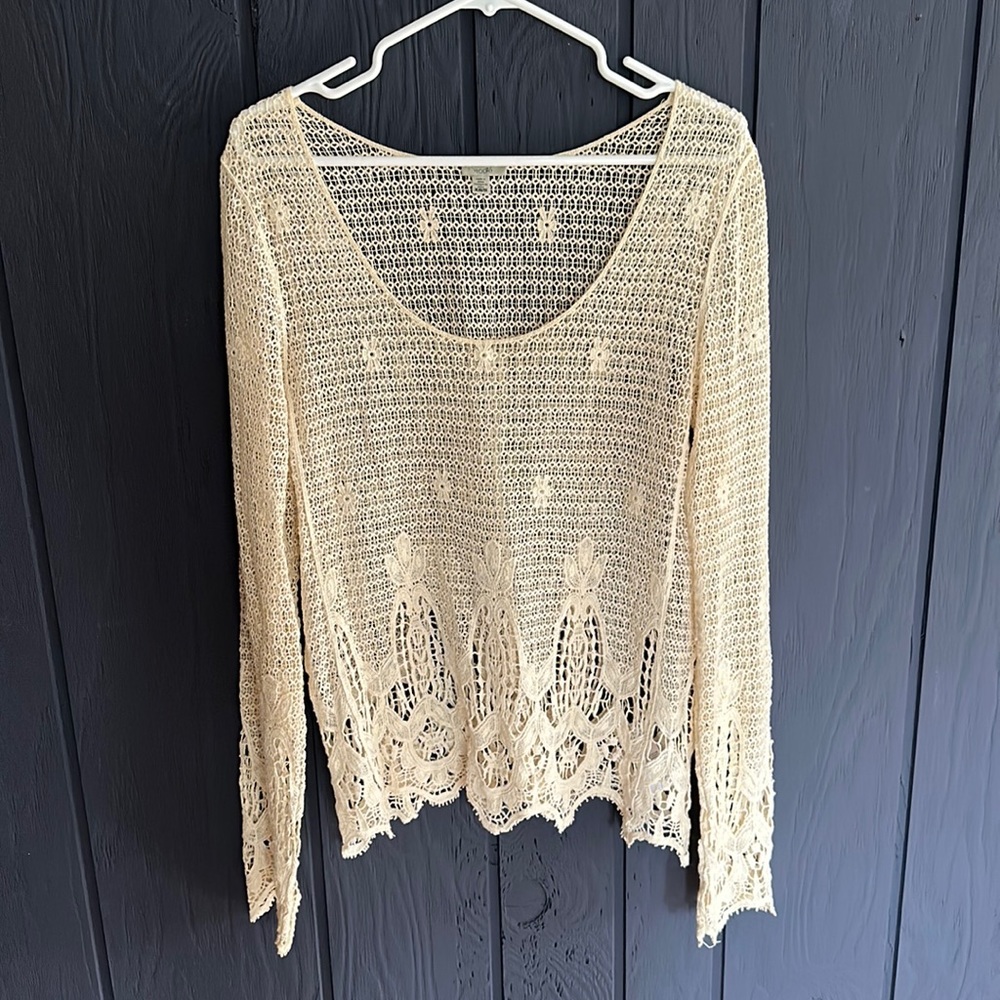 Ecote Crochet Long Sleeve Shirt